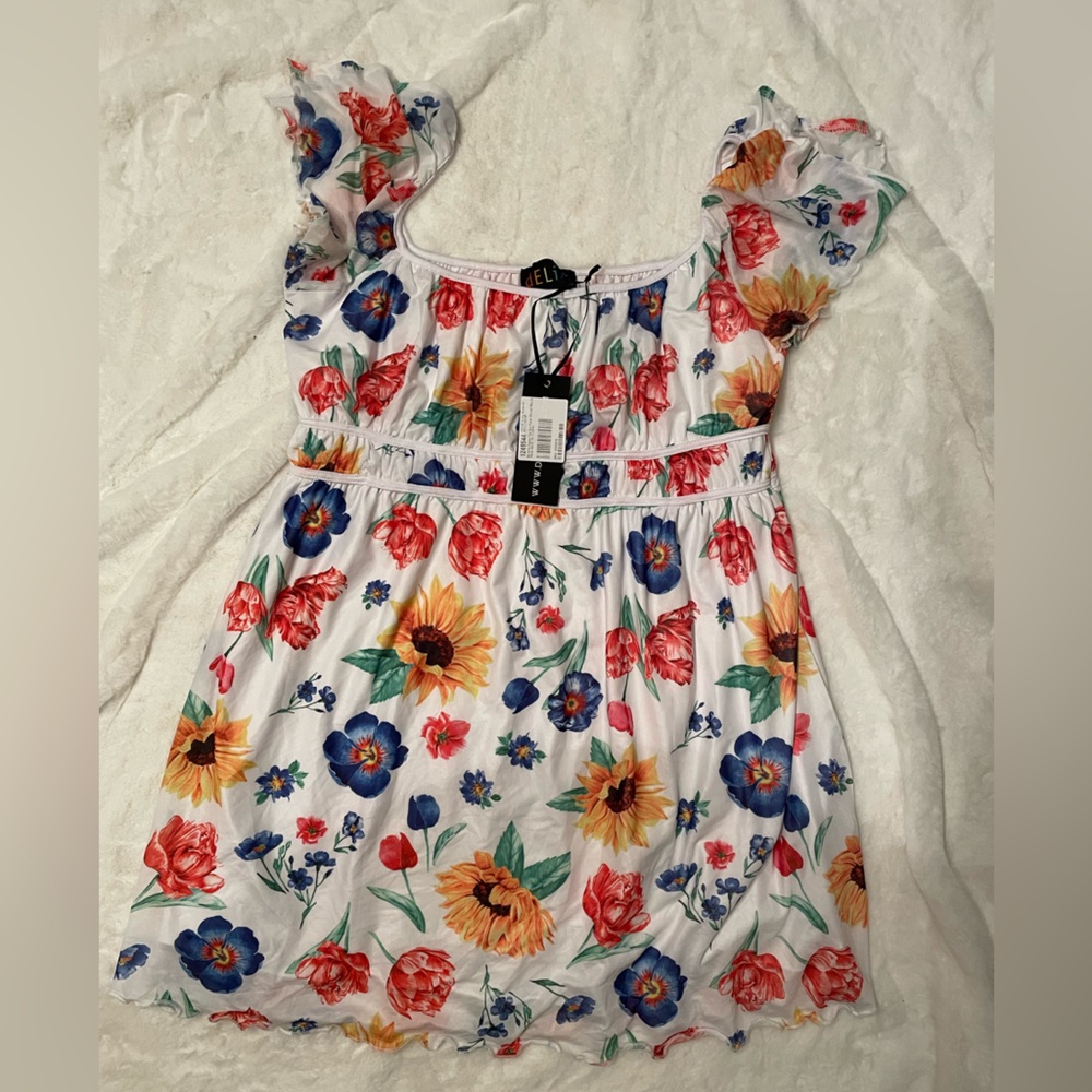 Delia's by Dolls Kill Here Comes The Sun Floral Mini Dress - Brand New 1X